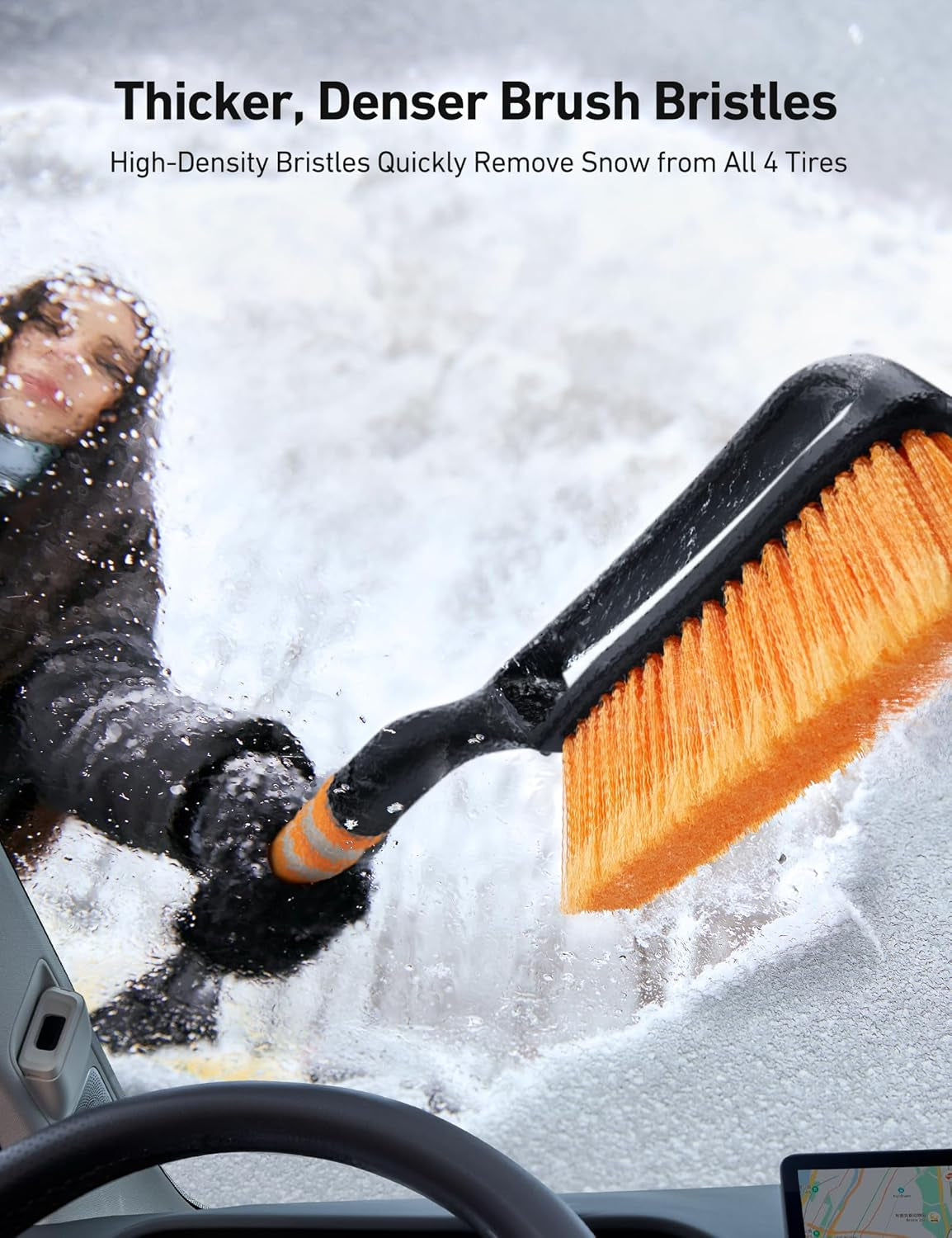 27" 2-In-1 Detachable Snow Brush & Ice Scraper for Car Windshields