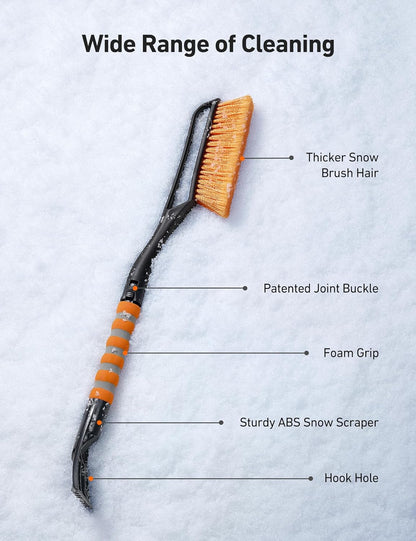 27" 2-In-1 Detachable Snow Brush & Ice Scraper for Car Windshields