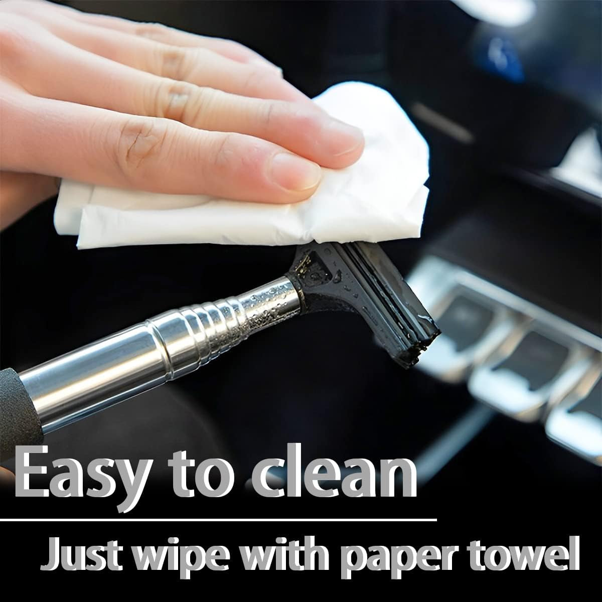 38.6 Inch Telescopic Side Mirror Glass Squeegee, Black