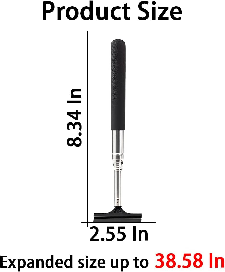 38.6 Inch Telescopic Side Mirror Glass Squeegee, Black