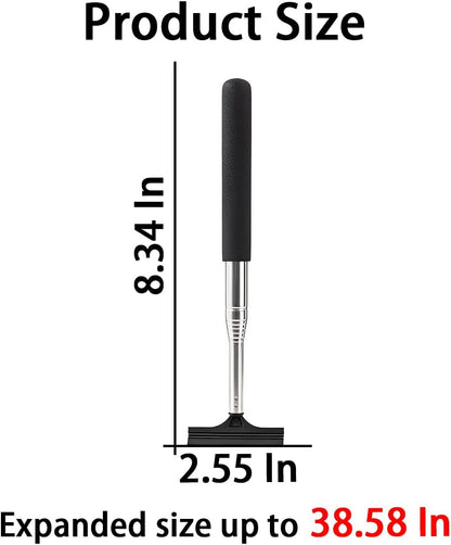 38.6 Inch Telescopic Side Mirror Glass Squeegee, Black