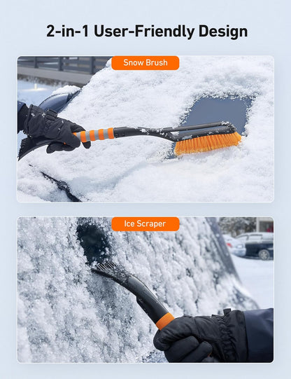 27" 2-In-1 Detachable Snow Brush & Ice Scraper for Car Windshields